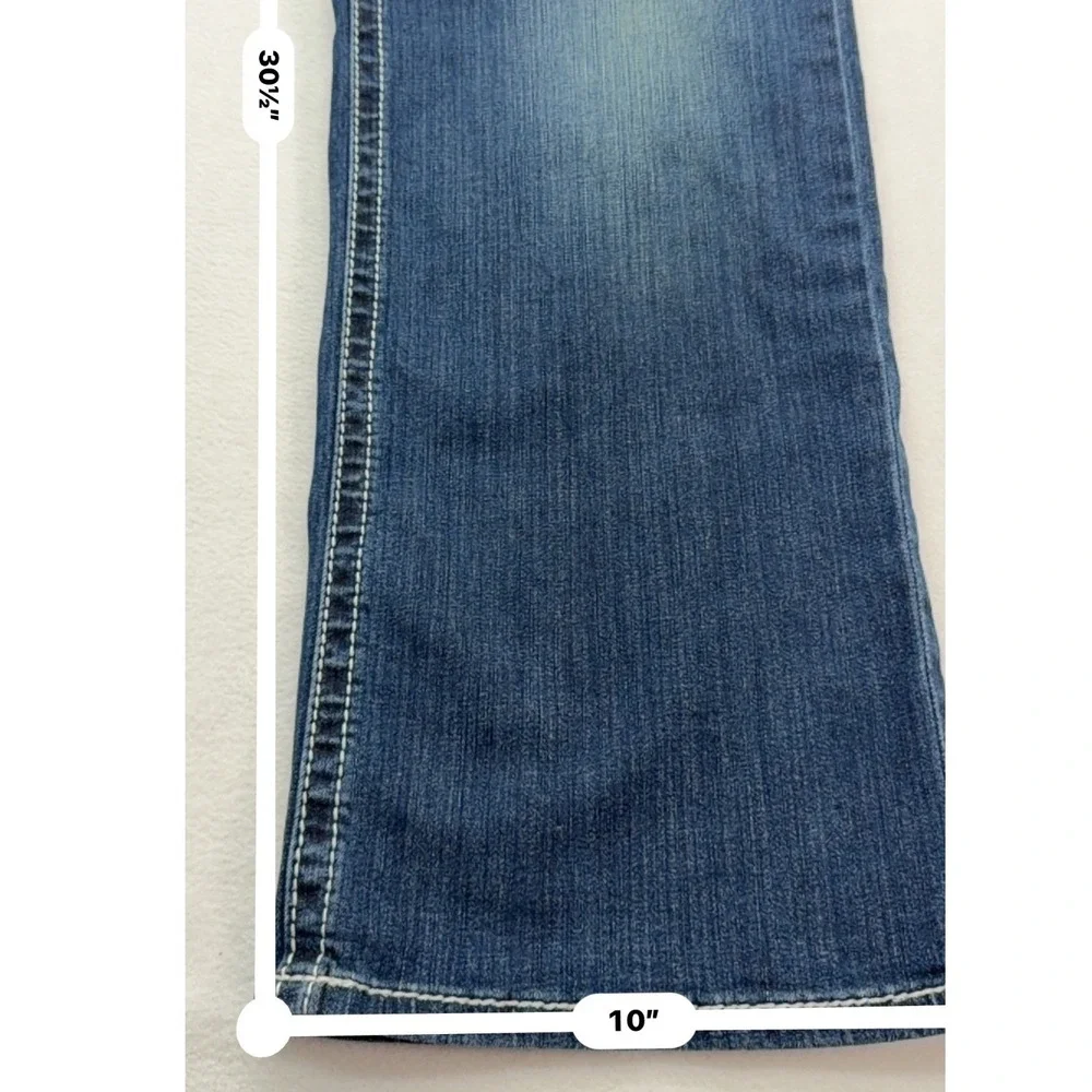 Ariat Womens Jeans 24WR REAL Bootcut Blue Cotton Blend Mid Rise Thick Stitch